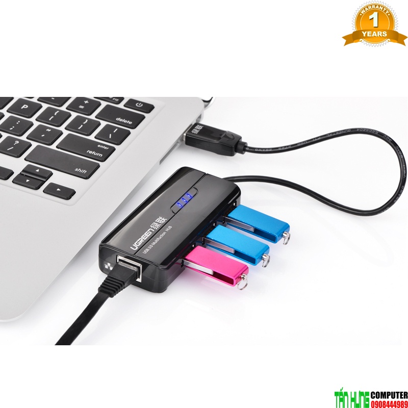 Bộ chia USB 3.0 tich hợp cổng Mạng 10/100 Chính hãng Ugreen 20266