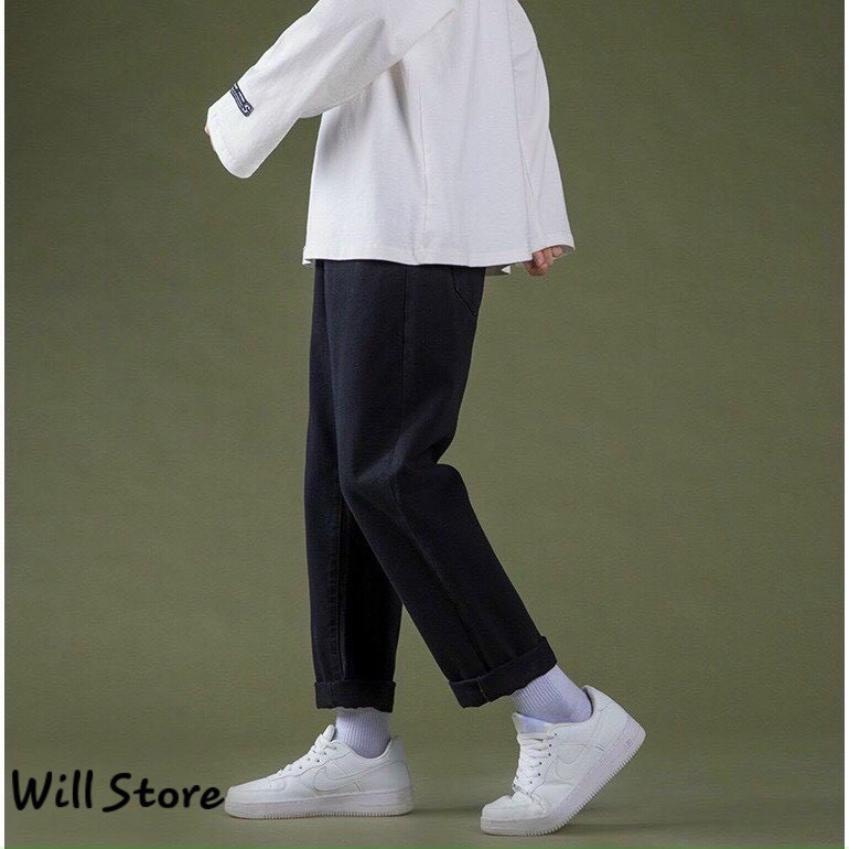 Quần Jeans Baggy ống xuông, rộng unisex WILL xanh bạc hottrend hàn quốc 2021