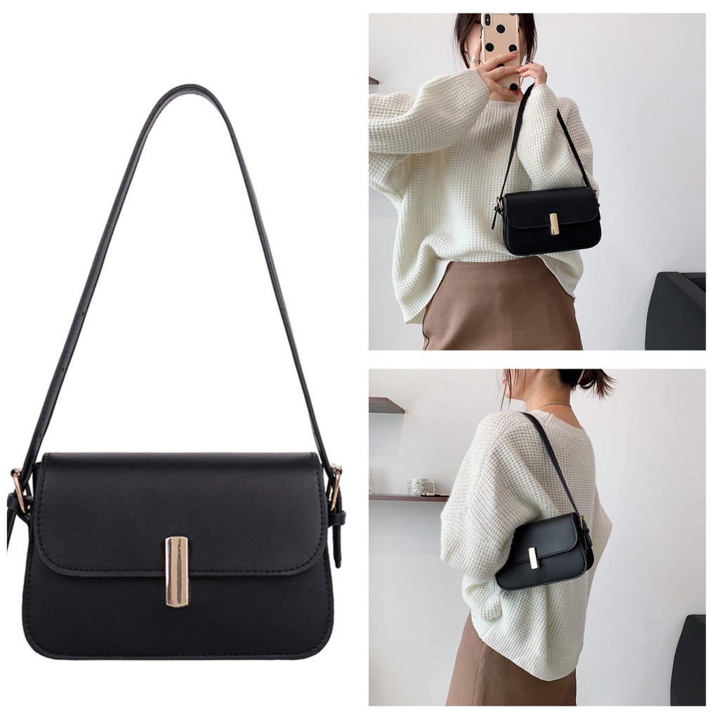 Túi xách nữ kẹp nách size nhỏ da trơn khoá chữ nhật chất liệu da PU cao cấp thời trang giá rẻ - T04075