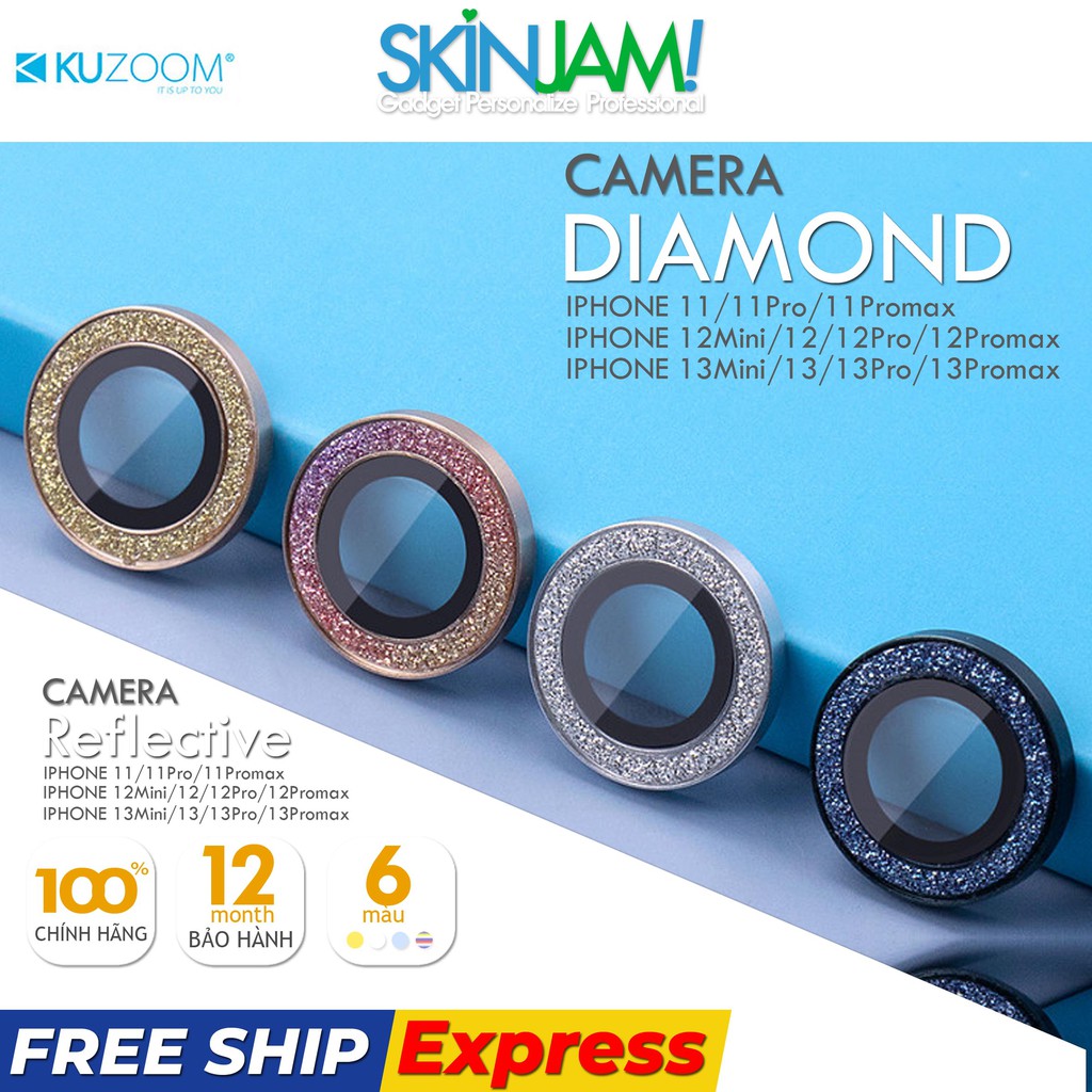 Camera Lens Kuzoom Diamond/ Kuzoom Phản Quang iP 13/ 13pro/ 13Promax iP 12 Pro Max / 12 Pro / 12 / 12 Mini 11/11pro