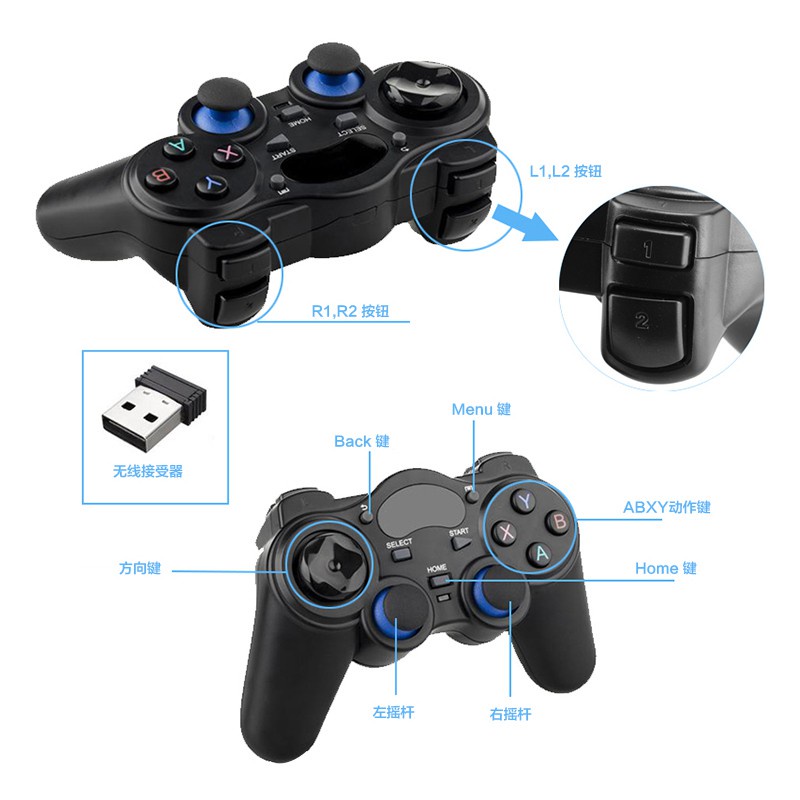 Tay cầm chơi game không dây Bluetooth 2.4G - Tay cầm chơi game PC / Laptop / Điện Thoại / TV Android / TV Box | BigBuy360 - bigbuy360.vn