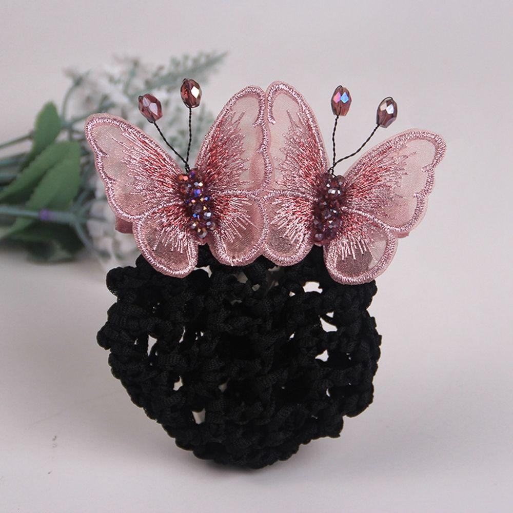 Kẹp Lò Xo Hình Bướm Vintage WMES15H Cho Nữ|Vỏ Lưới Bọc Kẹp Tóc Tiện Dụng