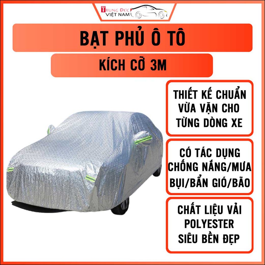 Bạt phủ xe ô tô 3 lớp tráng nhôm cách nhiệt, trùm xe ô tô chống nắng, mưa, trầy xước - Trung Đức VN