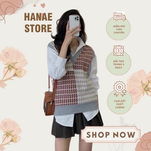 Áo Len Gile Nữ Kẻ Mix 2 Màu Cực Đẹp - HANAE STORE CD023