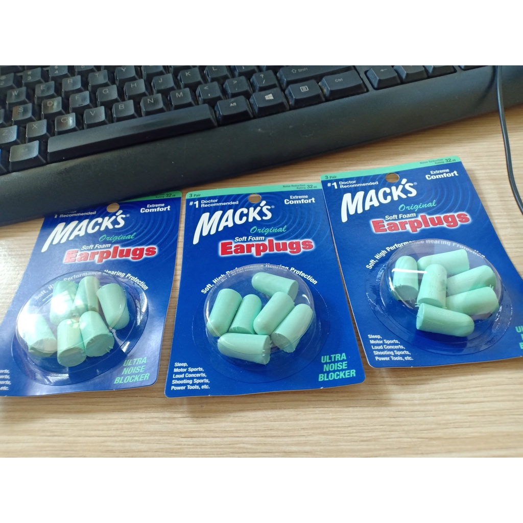 Hộp 3 đôi - 10 đôi nút bịt tai Mack's kèm hộp đựng Original Soft Foam Earplugs [Halongstars]