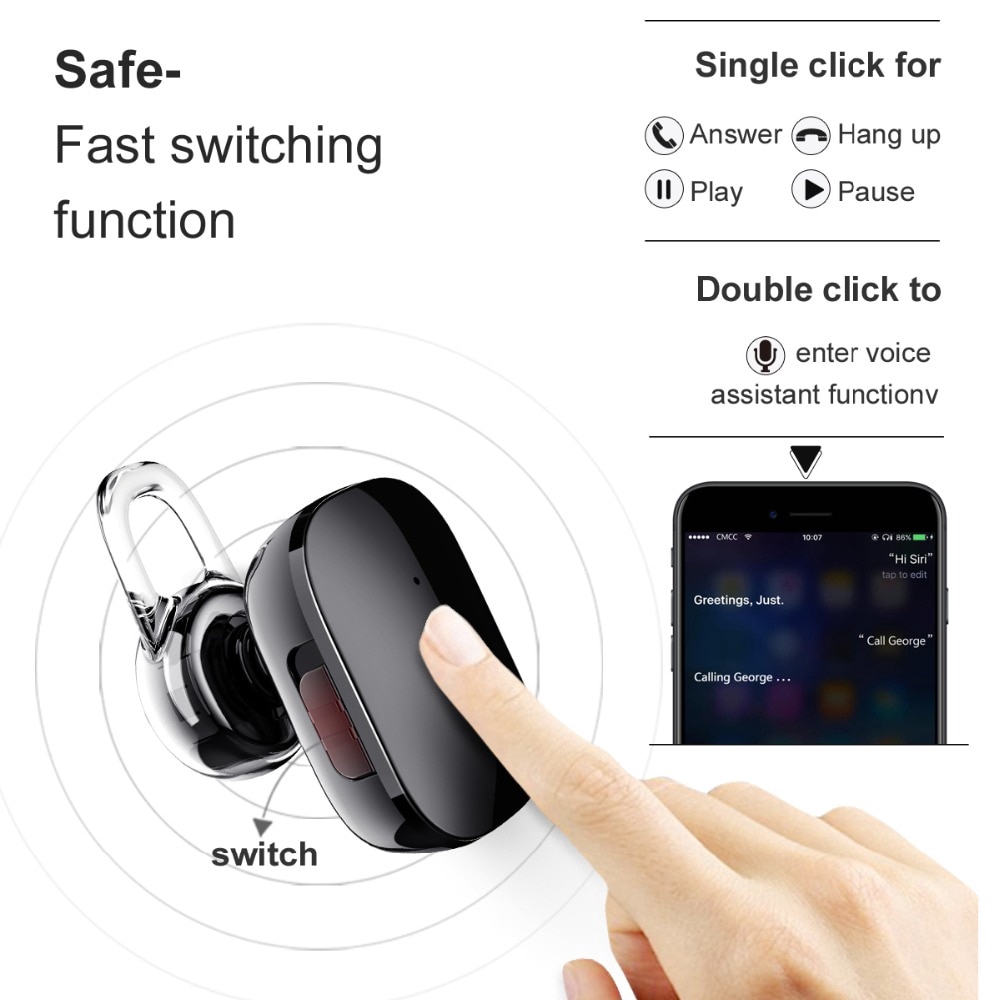 Baseus Mini Wireless Bluetooth Earphone For iPhone X 8 Samsung S9 S8  In-Ear Stereo Wireless Bluetooth Driver Earphones With Mic