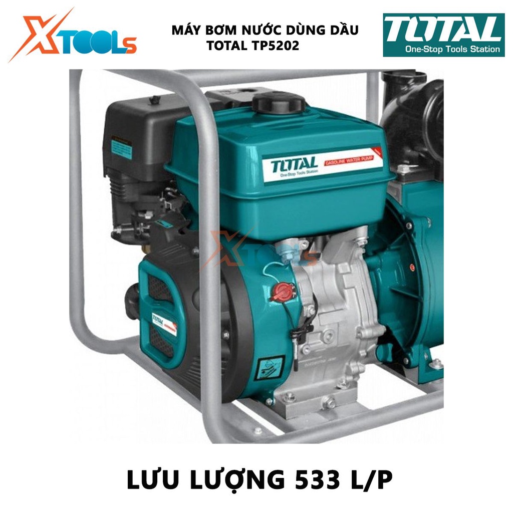 Máy bơm nước dùng dầu TOTAL Máy bơm nước mini chạy dầu Công suất 3.8H-8.3 HP Dung tích xi lanh 227cc-418 cc bơm tưới cây