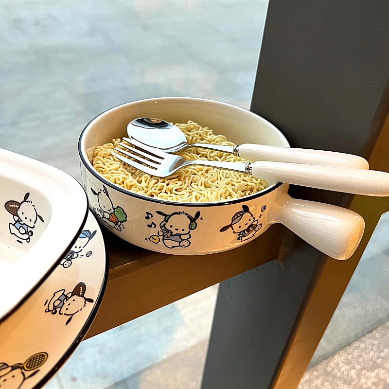 Bộ bát đĩa gốm sứ hình chú chó Pochacco nhà Sanrio siêu đáng yêu