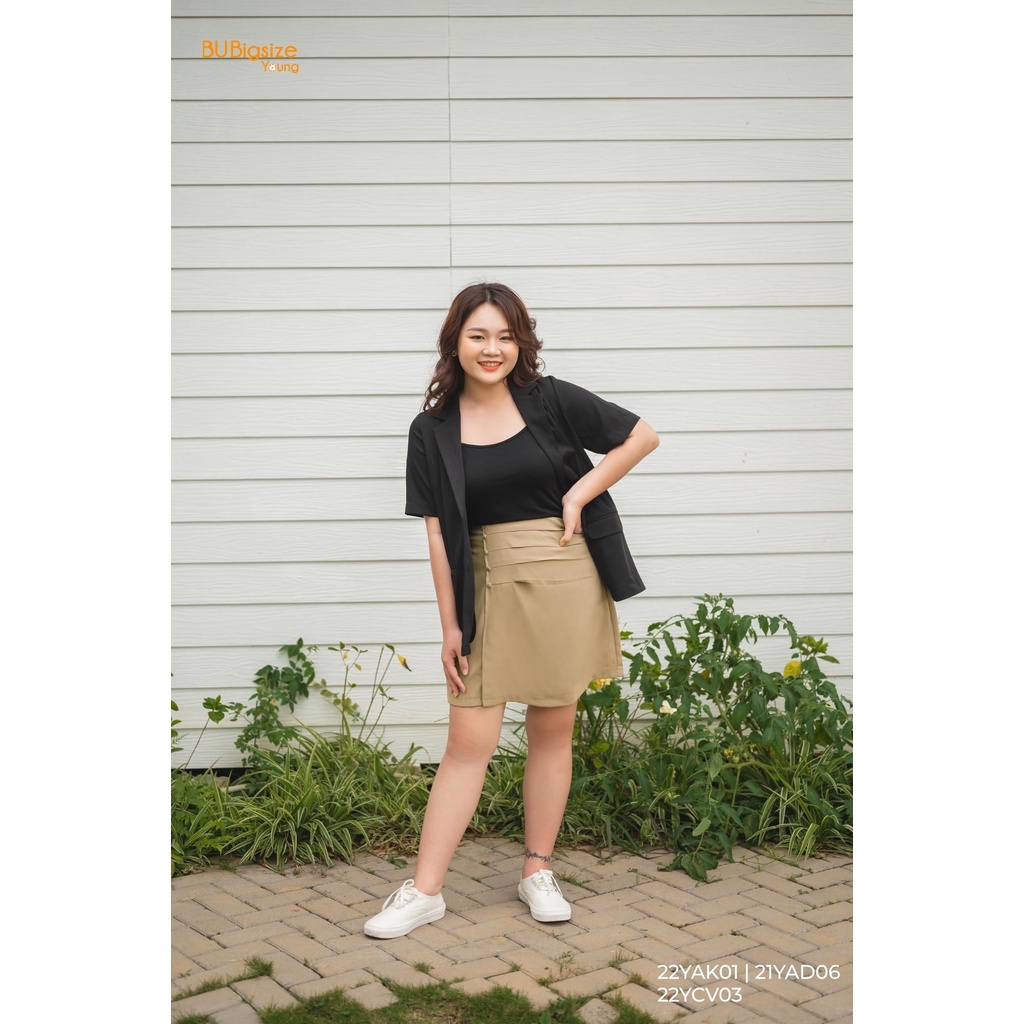 Áo blazer basic tay ngắn 1 hàng cúc BIGSIZE (55kg đến 95kg) - 22YAK01 - [BU Bigsize Young] | BigBuy360 - bigbuy360.vn