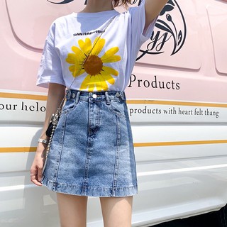 Chân váy bò sọc khoá cạp cao [Có Sẵn]