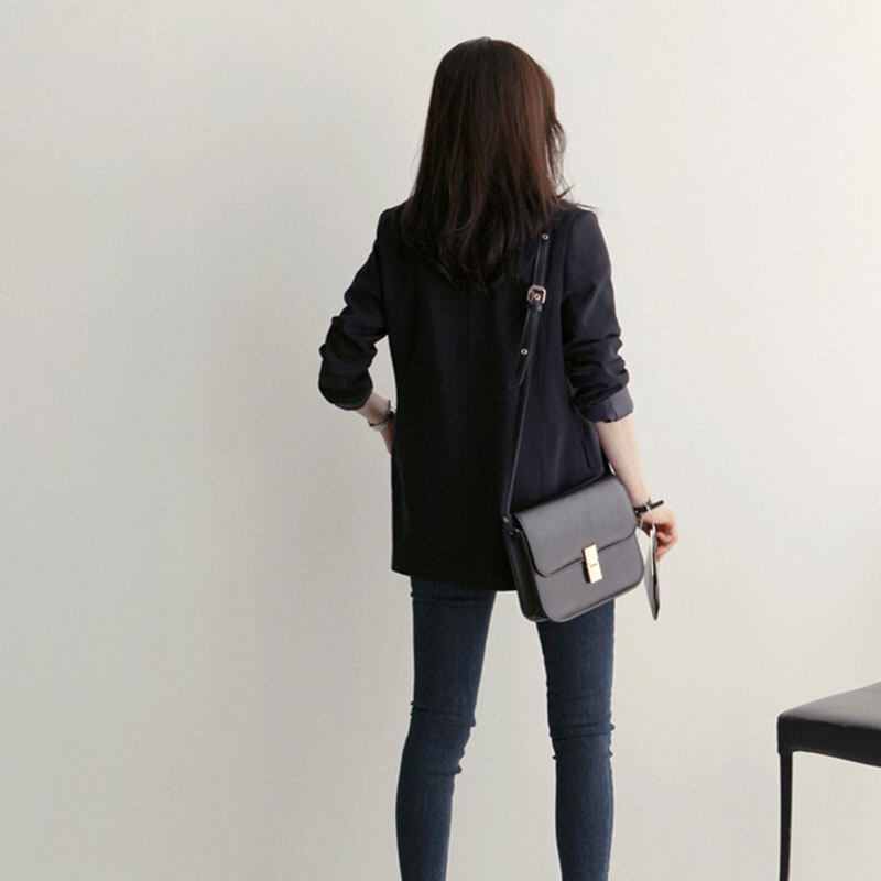 Áo khoác blazer XINLANYASHE mỏng nhẹ màu trơn tay dài kiểu Hàn Quốc cho nữ áo khoác