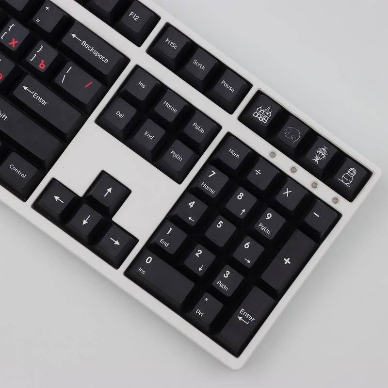 Red in Black Keycap Russian language Bộ 129 Nút Bàn Phím PBT 61/64/68/87/96/980/104 Màu Đỏ Đen
