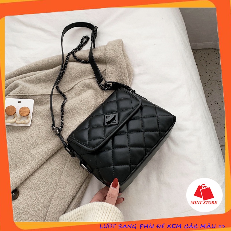 Túi xách đeo chéo nữ đi chơi khóa xoay trần trám da mềm - Túi xinh mint store PK 345