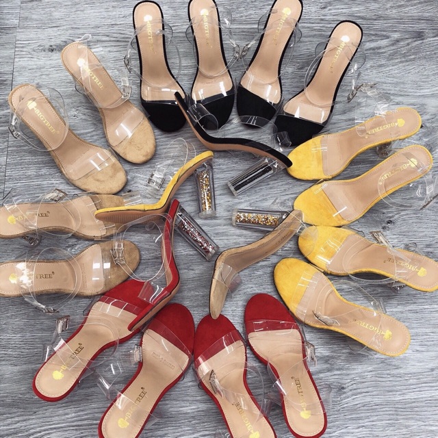 Sandal quai trong gót đá 9p fullbox