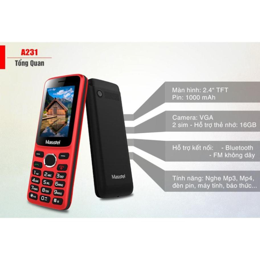 điện thoại masstel A231 loa to, chữ to - hàng chính hãng