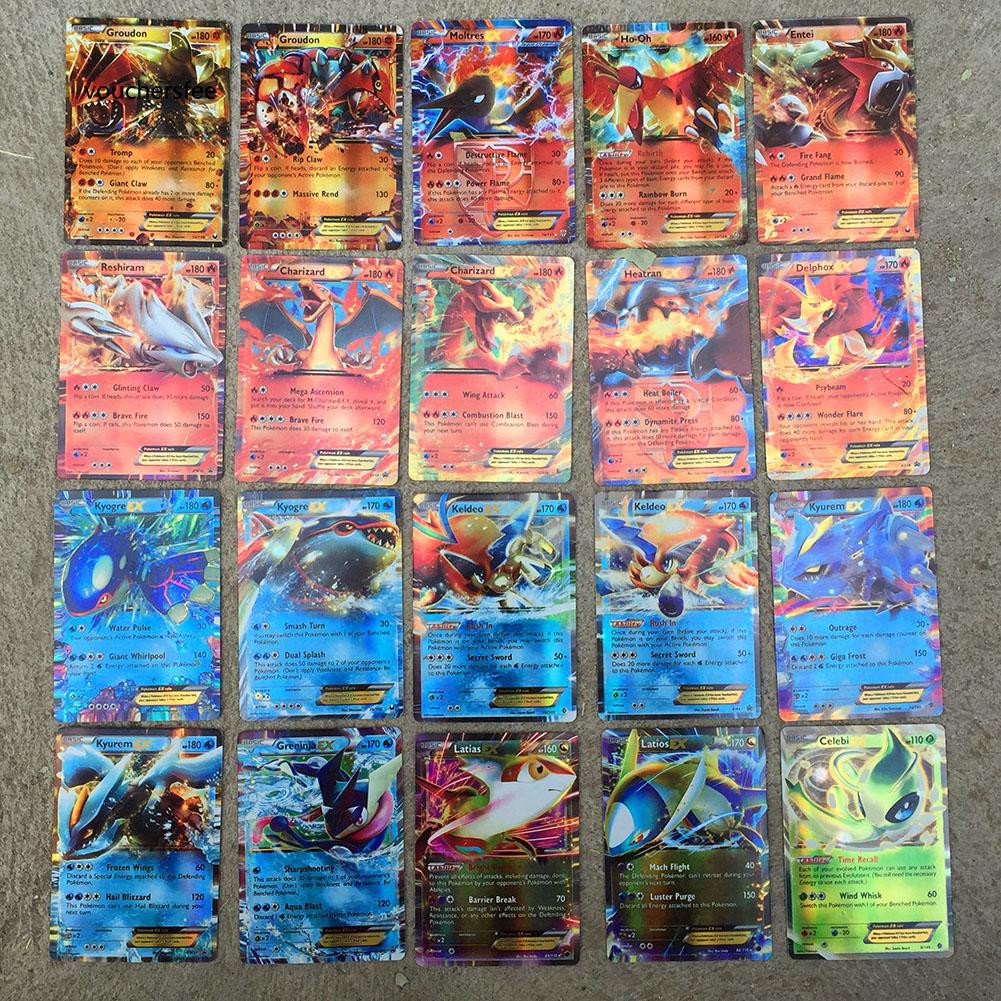 Set 100 thẻ bài pokemon tiếng Anh màu sắc bắt mắt vui nhộn cho bé