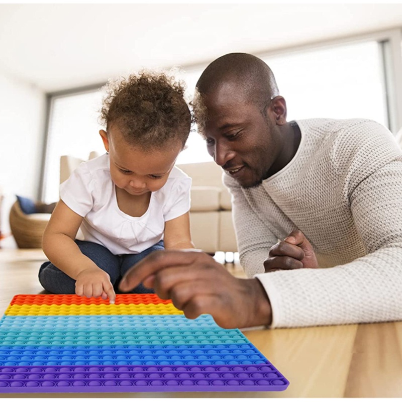 Đồ chơi thư giãn giác quan ấn bong bóng Pop it 50 cm bằng silicon cầu vồng giảm căng thẳng cho người lớn và trẻ em