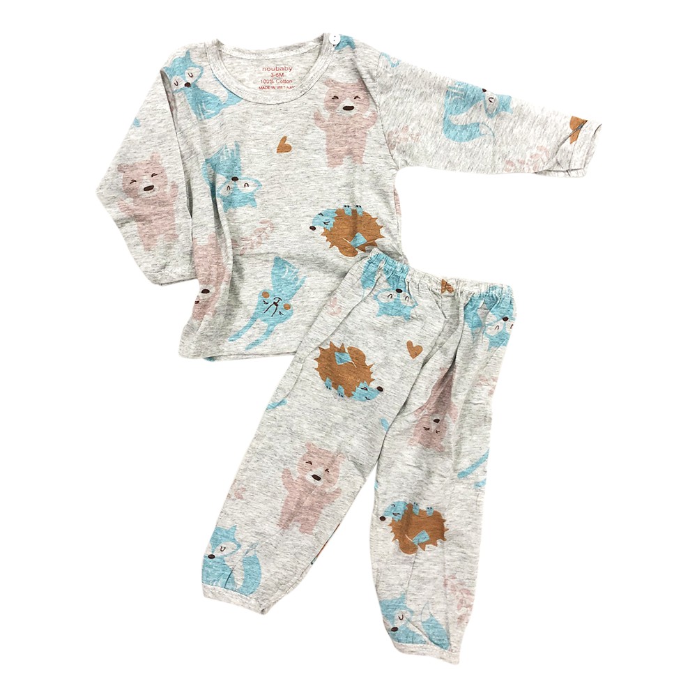 Đồ Bộ Dài Tay NOUBABY - COTTON LOANG Mềm Mát - Họa Tiết Đáng Yêu - Đồ Mặc Ngủ Cho Bé Trai Bé Gái Sơ Sinh 3-14kg