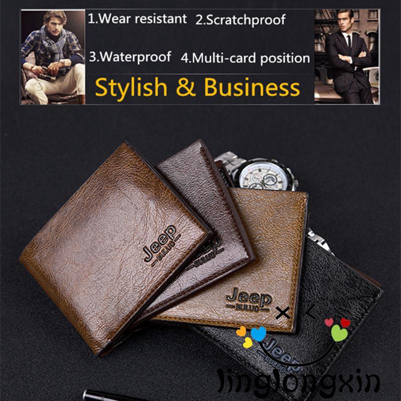 ♟New Men´s Retro PU Leather Bifold Wallet Slim Multi-function Purse With ID Windows