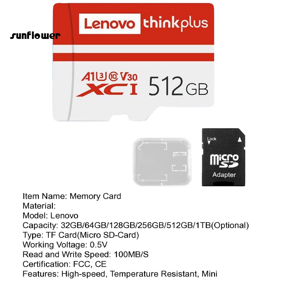 Thẻ nhớ TF Lenovo 32 / 64 / 128 / 256 / 512GB / 1TB siêu nhẹ chống nhiệt cao cho máy ảnh