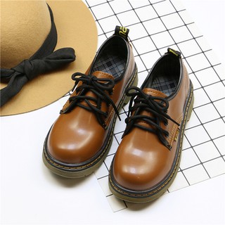 [ Có Sẵn 37] Boots nữ mũi tròn / giày cổ thấp da mềm mùa thu đông