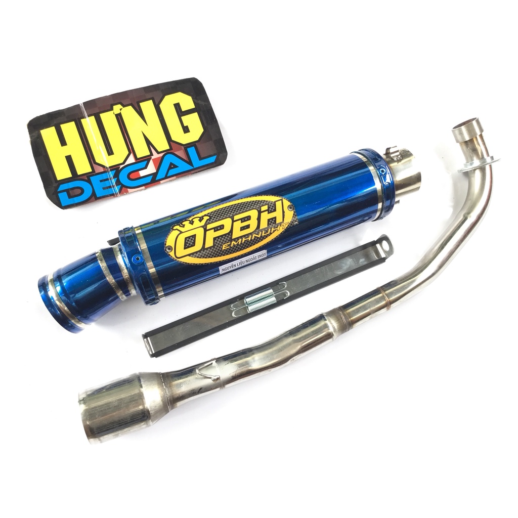 Bộ pô OBPH XANH FULL CỔ INOX THẲNG WAVE, SI, CUP, DREAM, EXCITER, WINER, SONIC, RAIDER FI, SATRIA, GSX