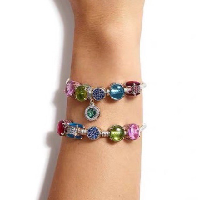 charm pan treo đính đá xanh cao cấp bạc s925 mẫu mới