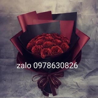Hoa hồng nhũ kim tuyến Hàn Quốc bó 20 bông 27 bông