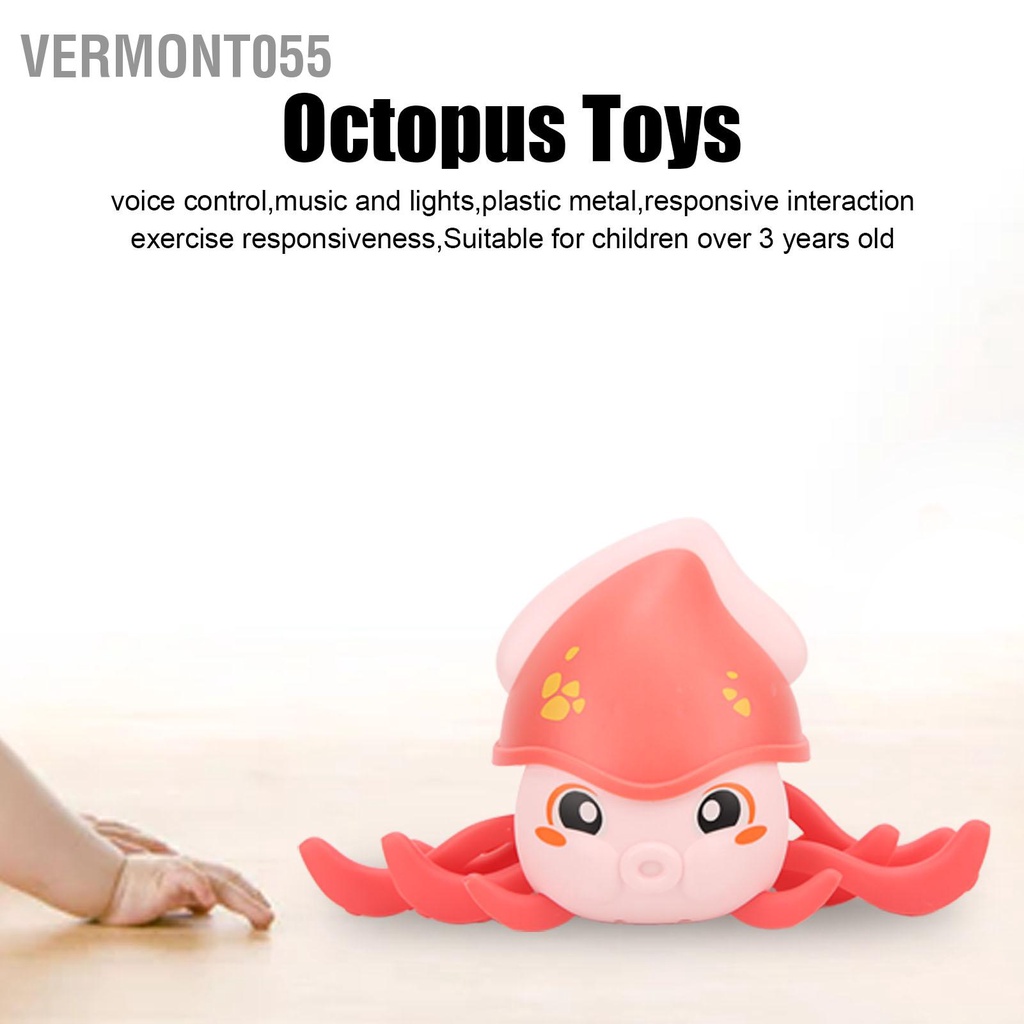 Vermont055 Đồ chơi đồng hồ bạch tuộc Điều khiển bằng giọng nói tự động có đèn nhạc cảm ứng cho 3 tuổi