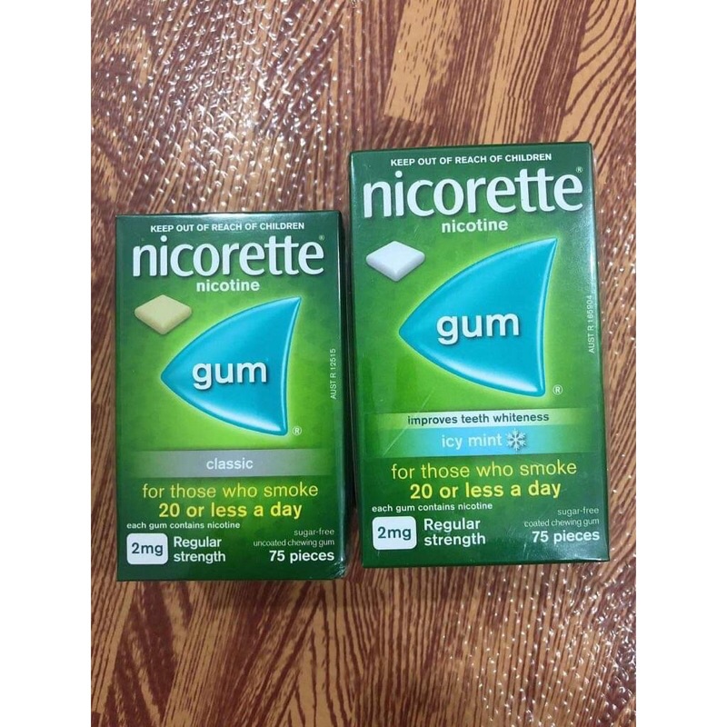 Kẹo cao su cai thuốc lá Nicorette hộp 75 viên