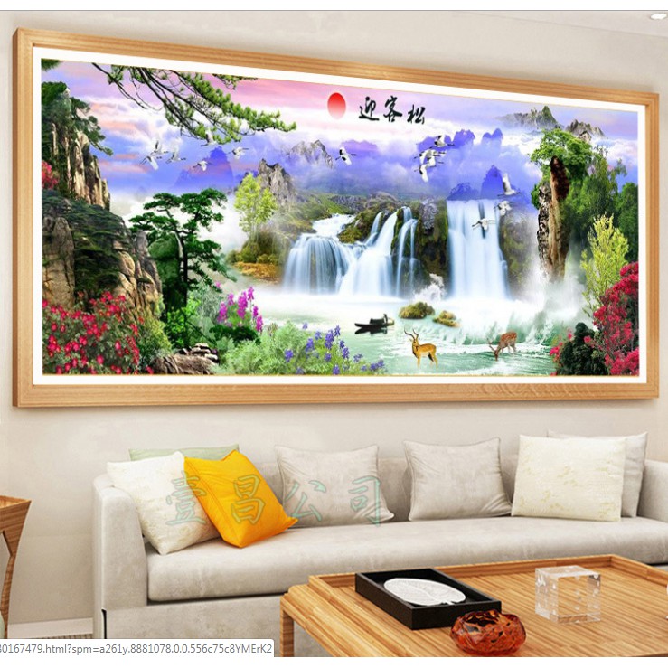 (Hàng có sẵn) Tranh Thêu Chữ Thập (chỉ lụa) FJ0721 (KHÁCH TỰ THÊU) KT:150X57CM