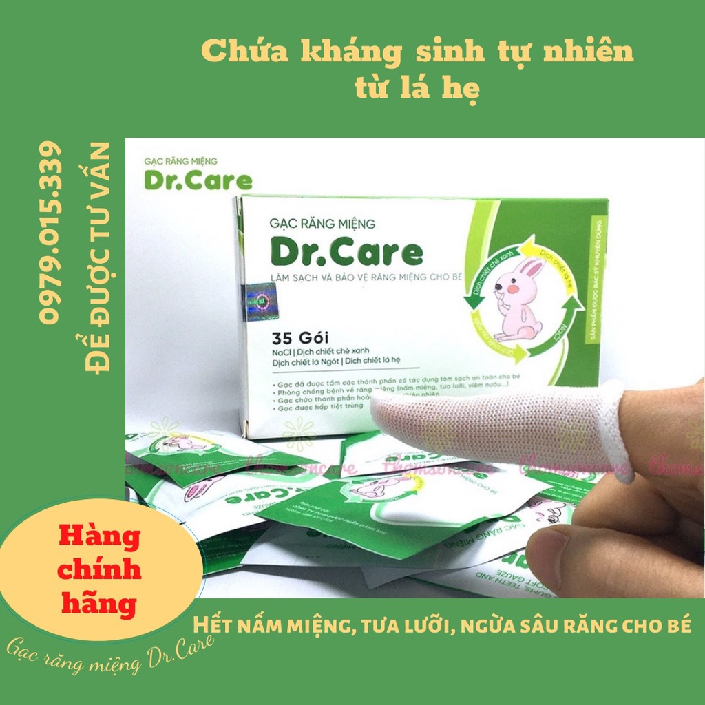 Gạc răng miệng Dr Care vệ sinh miệng rơ lưỡi cho bé hết nấm, tưa lưỡi, ngừa sâu răng cho trẻ