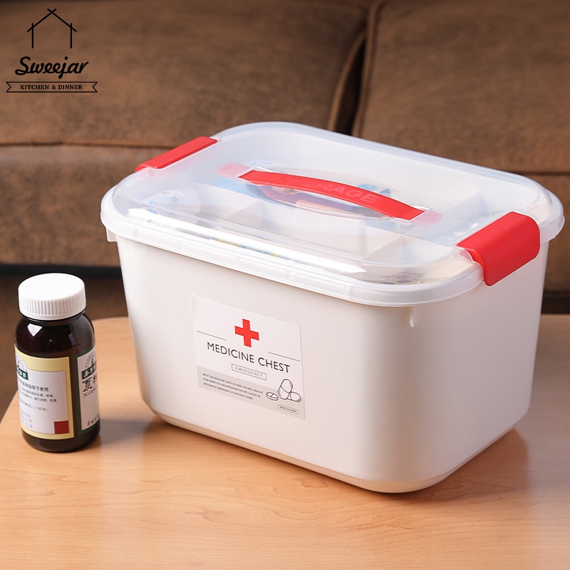 SWEEJAR Hộp đựng thuốc 2 lớp sức chứa lớn tiện dụng tùy chọn màu sắc