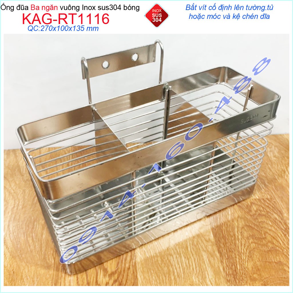 Ống đũa 3 ngăn KAG-RT1116 , kệ đũa 3 ngăn ống đựng đũa nhà bếp Inox SUS304 siêu bền giá tốt sử dụng tốt