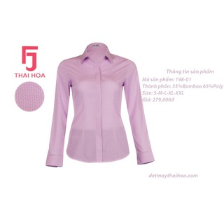 Áo Sơ Mi Cao Cấp họa tiết nhí tím hồng 198-01