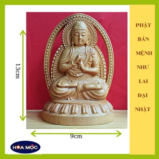 Tượng Phật bản mệnh Như lai Đại nhật để xe ô tô điêu khắc gỗ tượng để ô tô, kt 13x9cm