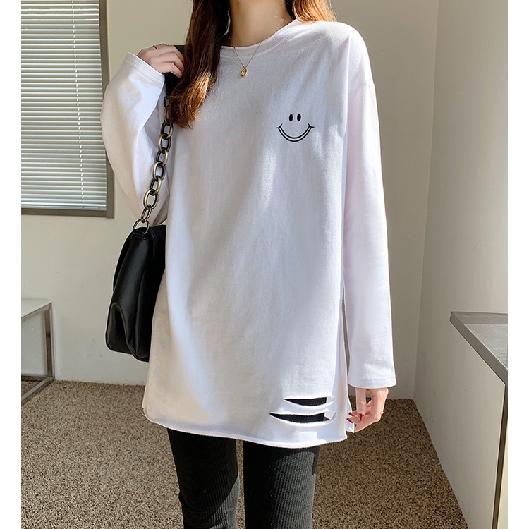 NRVP Áo Thun Nữ Tay Dài 100% Cotton Thời Trang Hàn Quốc