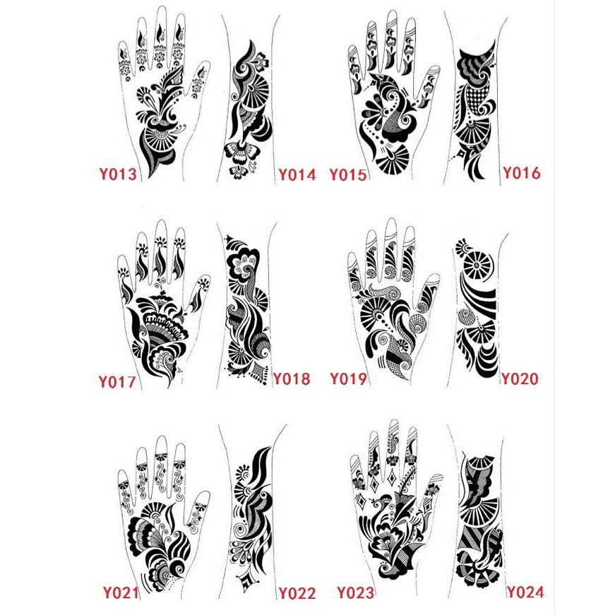 Hoa văn Ấn Độ cổ điển 02 miếng khuôn vẽ henna bàn tay hoặc chân