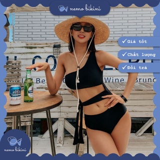 Bikini đi biển, đồ bơi nữ 1 mảnh liền thân tôn dáng buộc eo vai chéo Nemo Bikini