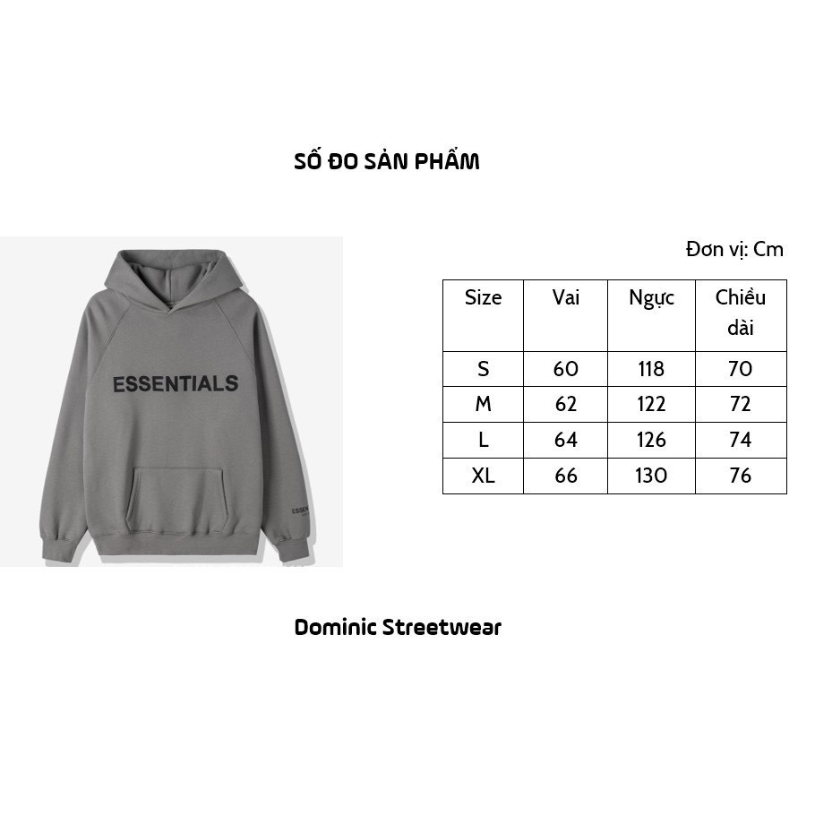 Áo Hoodie Essentials in cao su nổi -TINOWEAR, Áo Nỉ Bông Unisex Form rộng chất cotton dày dặn hot Ulzzang 2020. | BigBuy360 - bigbuy360.vn