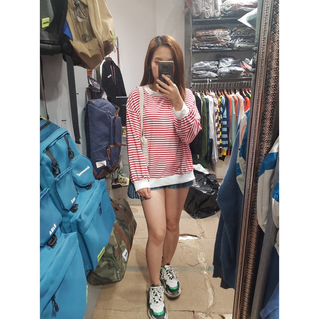 (Hàng Quảng Châu - sẵn - ảnh thật _ Áo sọc kẻ thu đông