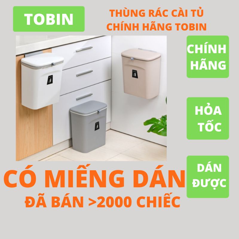 Thùng rác thông minh cài tủ bếp, dán tường nhà vệ sinh phòng tắm kèm miếng dán thương hiệu TOBIN