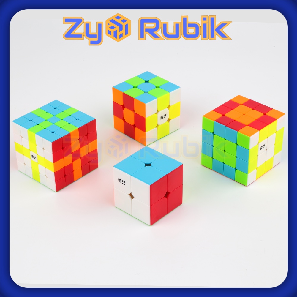 Combo Rubik - Qiyi Set 2 - Qiyi 2x2, Qiyi 3x3, Qiyi 4x4, Qiyi 5x5 ( Stickerless Không Viền ) - Zyo Rubik