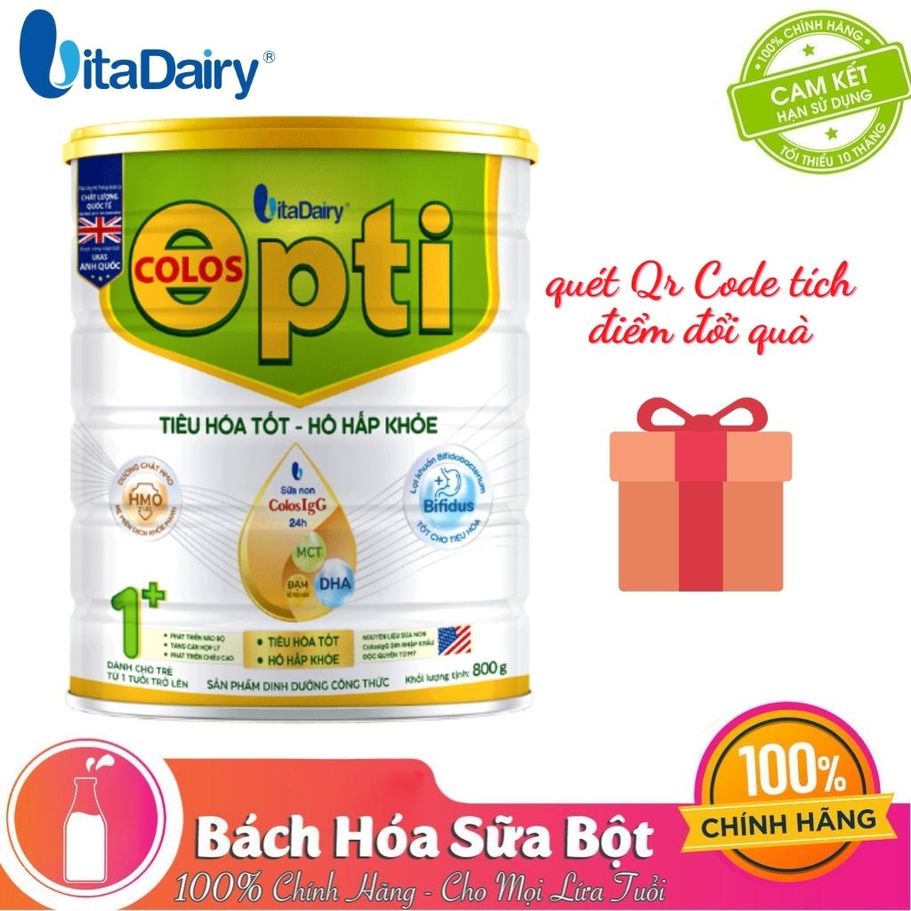 [Quét mã - Tích điểm đổi quà] Sữa bột Vitadairy Colos Opti 1+ (800G)