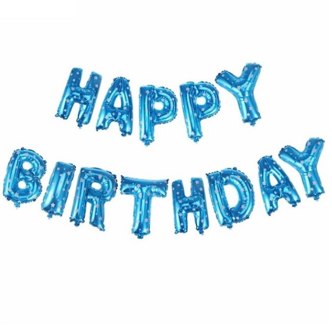 Bong Bóng chữ Happy birthday trang trí sinh nhật cao 40 cm, bộ 13 chữ Phụ kiện trang trí sinh nhật trang trí thôi nôi