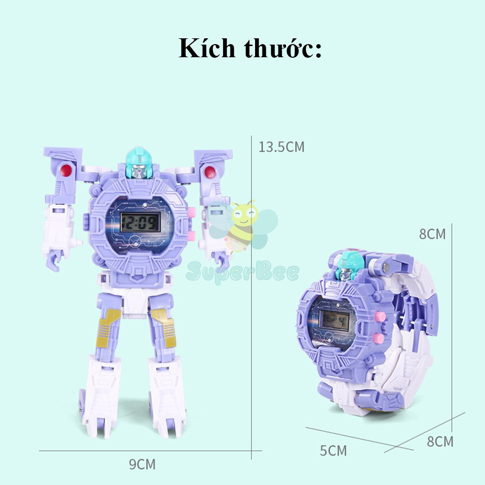 (2-3 tuổi) Đồng Hồ Robot Biến Hình SuperBee, Đồng Hồ Điện Tử Hoạt Hình Elsa Nhiều Màu Sắc Cho Bé Trai Và Gái