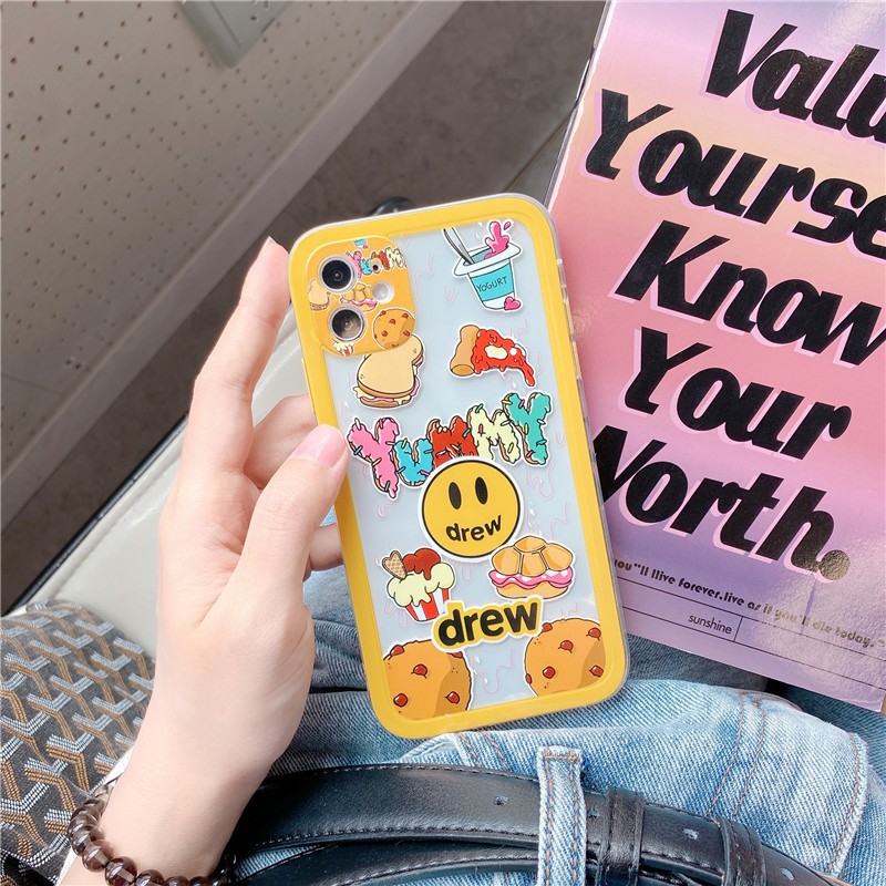 Vỏ iPhone iPhone 11 Pro Max / iPhone12 / Vỏ iPhone X / iPhone 7 Plus / iPhone 8 / iPhone 6 / iPhone 11 Các nút tương phản mặt thẳng Bieber Smiley TPU Vỏ chống vỡ