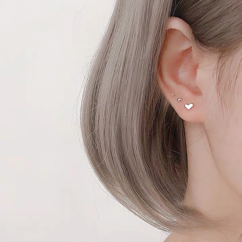 【Jewelry Time】1Pair 100% Sterling S999 Silver Ear Stick Stud Earrings