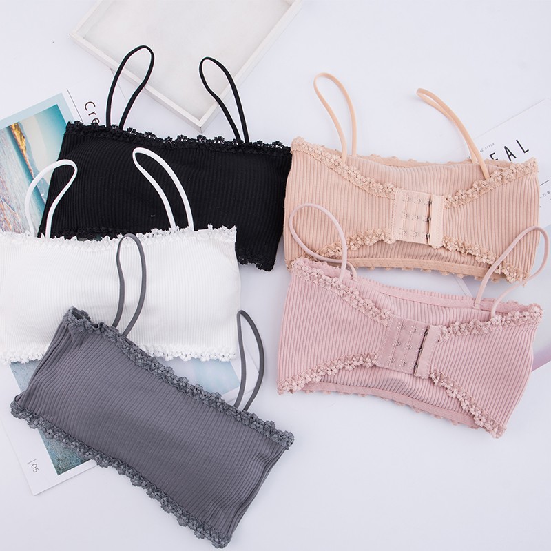 Áo Bra Nữ Cotton ⭐FREESHIP⭐Áo Ngực Không Gọng Viền Ren - Bra 2 Dây Kèm Mút Mỏng  636