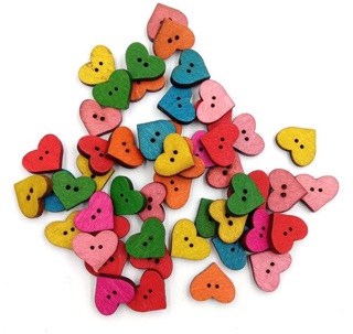 Set 10 nút gỗ hình trái tim